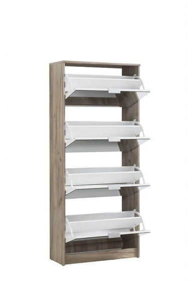 Carrera Mirrored and Oak Effect Tall 4 Drawer Shoe Cabinet - UK Luxury Furniture
